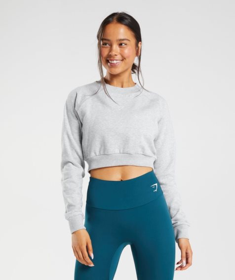 Women's Gymshark Training Cropped Sweatshirts Light Grey | CA 53A081